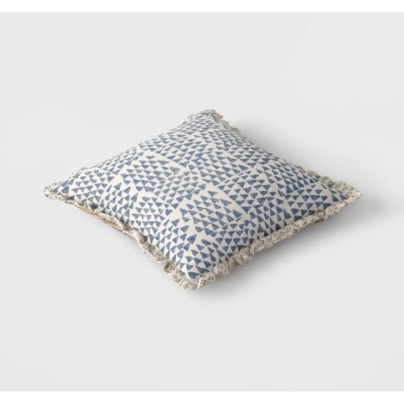 Square Bird in Nature Pillow Printed Reverse and Ruffle Trim neutral Threshold - Picture 9 of 10